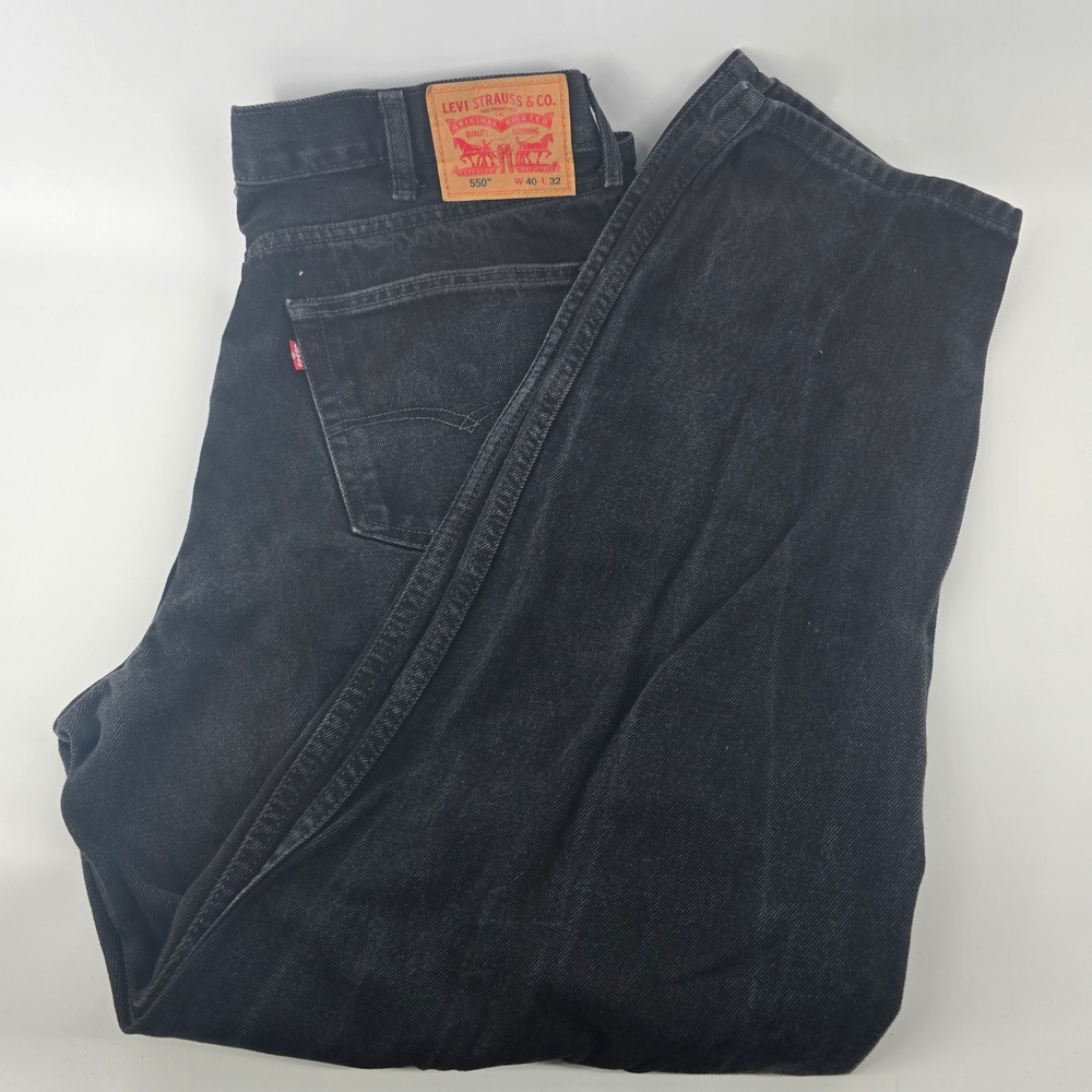 Levi's 550 Relaxed Fit Jeans Mens 40x32 Black Tapered Leg Denim